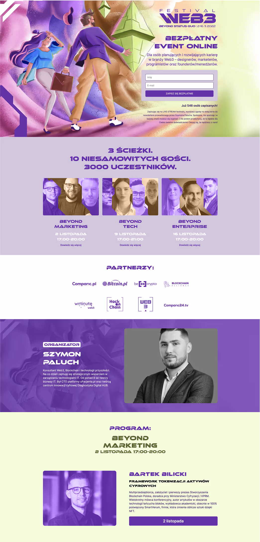 Landing page wydarzenia WEB3 – marketing, NFT i przyszłość internetu