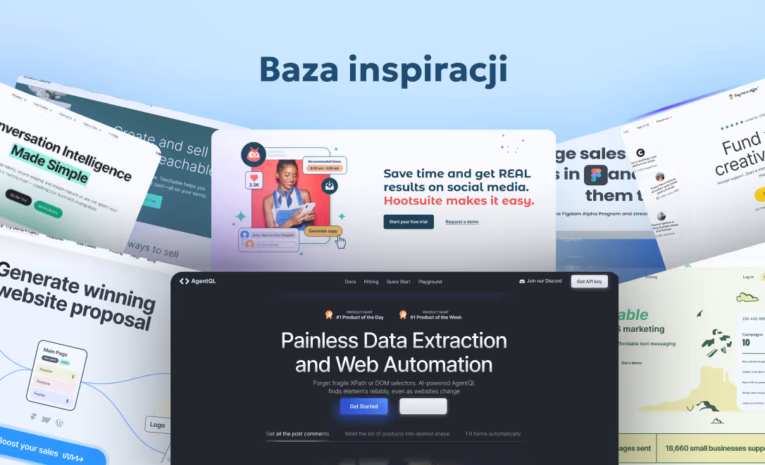 Zrzuty ekranu z nowoczesnych stron internetowych – baza szablonów tekstów, checklist i strategii marketingowych dostępnych w kursie
